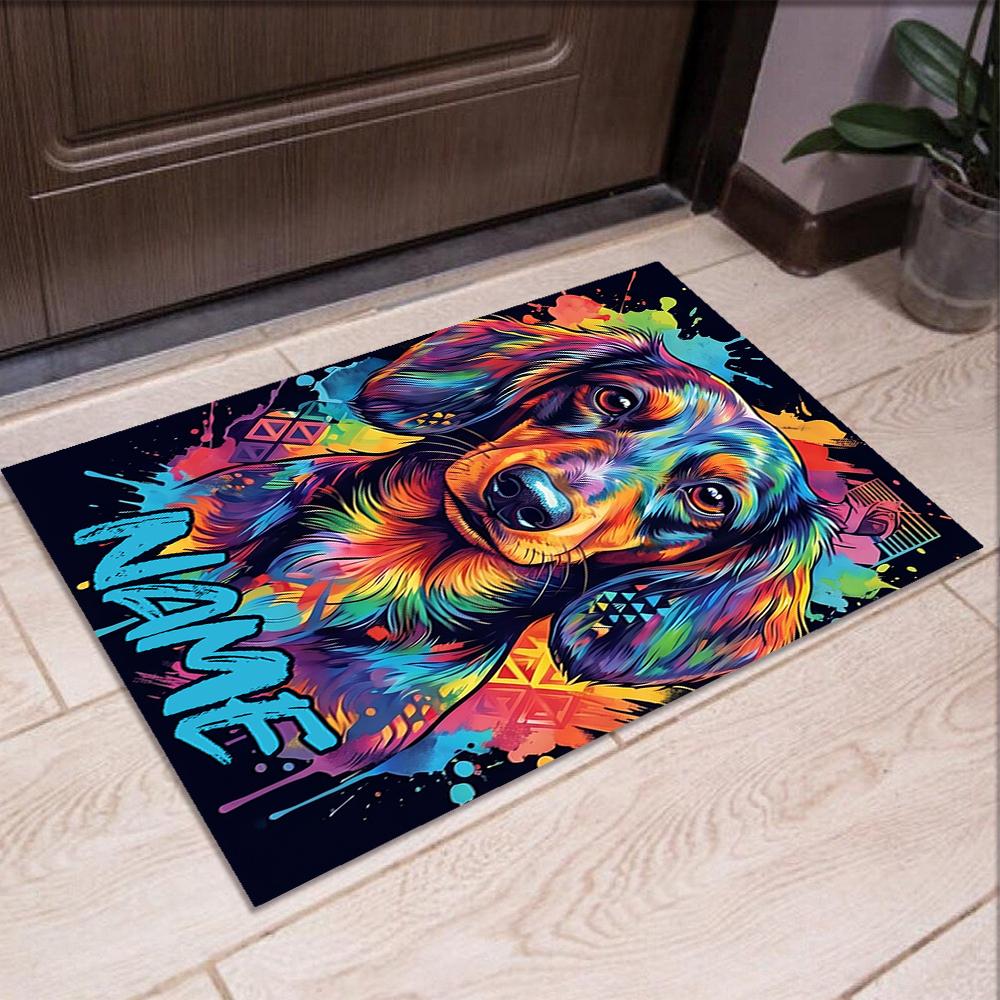 Custom Name Dog Printed Carpet,Rug for Office Chair Living Room Bedroom Kitchen Room Decor Gifts.