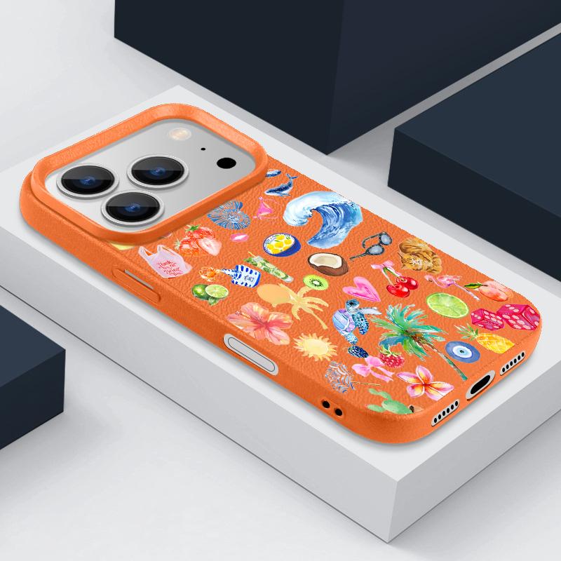 Красочный чехол для телефона 'Морской парк' для iPhone 17 16 Pro Max, роскошная матовая силиконовая крышка с текстурой кожи для iPhone 15 14 13 Pro Max 11 16e 17e