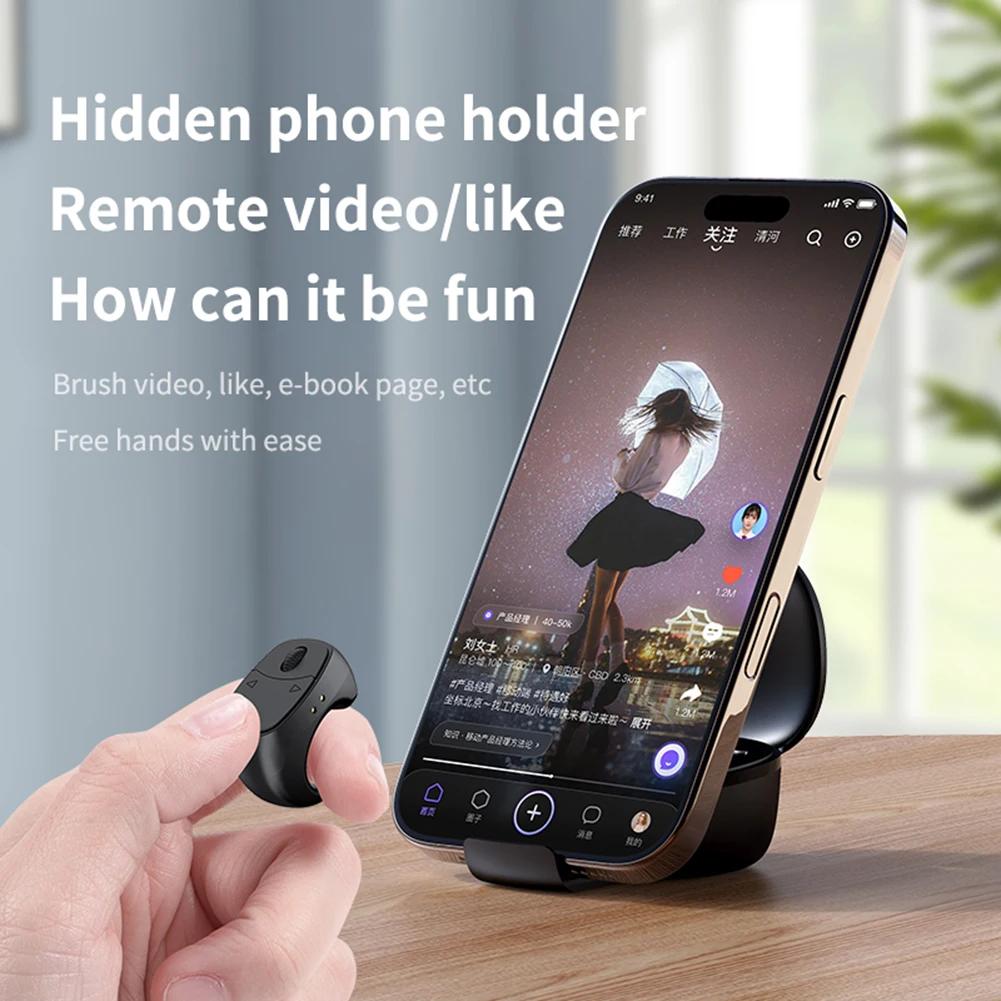Fingertip Remote Control Bluetooth-Compatible 5.3 Scrolling Ring Multi-Function Selfie Button Digital Display for Outdoor Travel