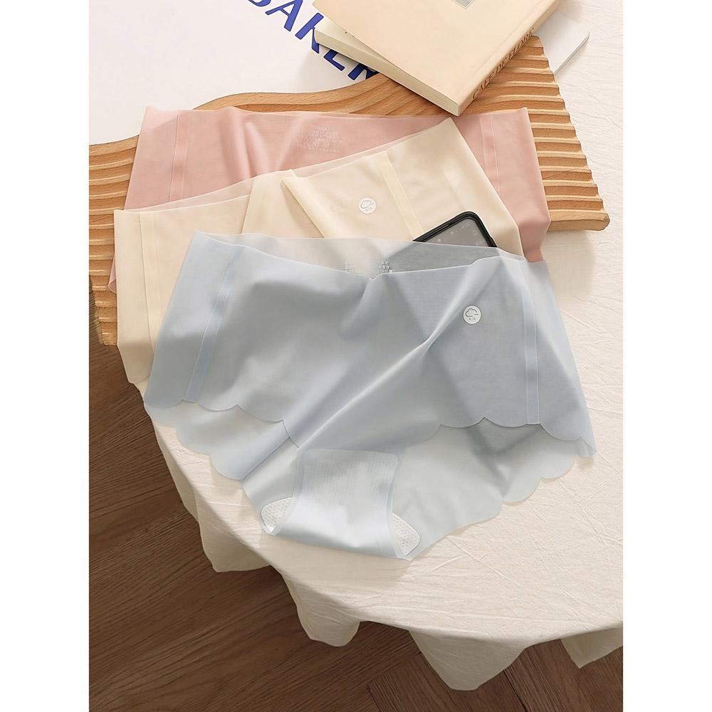 5pcs Womens Ice Silk Seamless Mid Rise Underwear Breathable Soft Lightweight Sheer Comfortable Lingerie Multicolor Casual Fashion