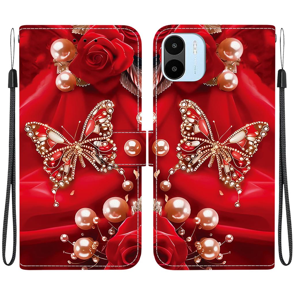 Чехол-книжка из искусственной кожи ручной работы для Redmi A1/Redmi A2, противоскользящий ударопрочный чехол с ремешком на запястье и дизайнами кошек с сердечками/розами
