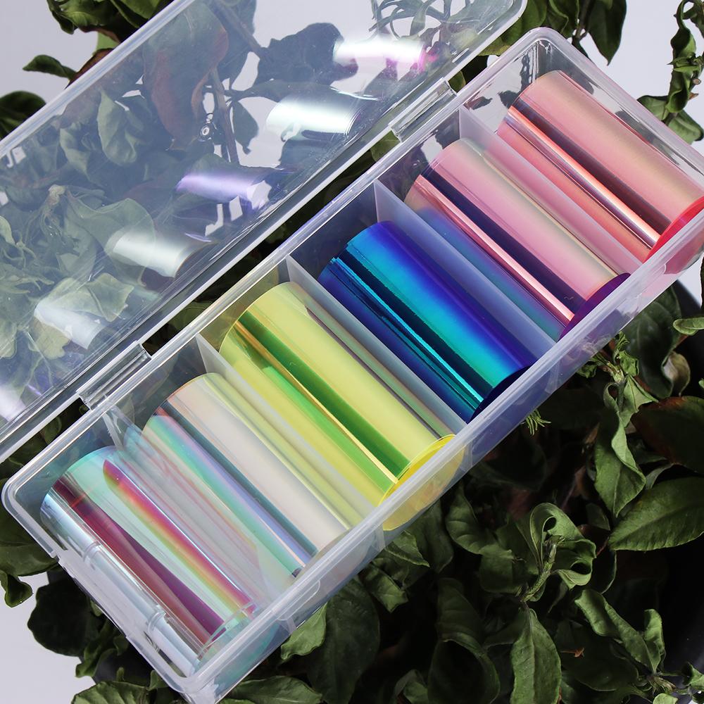 Hot Nail Decoration Tool DIY Glass Paper Holographic Design Nail Stickers Aurora Film