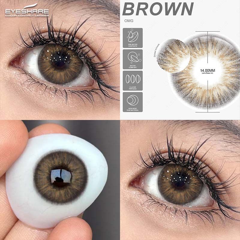 Eyeshare Цветные контактные линзы 1 пара коричневые натуральные линзы для очков фиолетовые модные контактные линзы синие линзы зеленые годовые контактные линзы