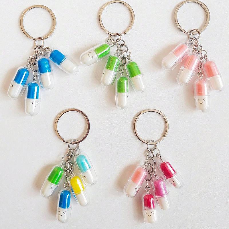 Милый смайлик капсула брелок смешной таблетка наркотик кулон акриловый брелок женская сумка подарочный брелок мини модель капсула