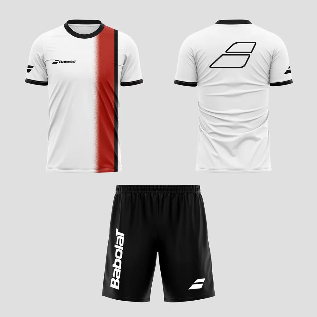 2025 New Men's Summer Tennis Breathable Set, Fast Drying Badminton Loose Set, Men's T-shirt and Short Sleeved Shorts Set, Lightw