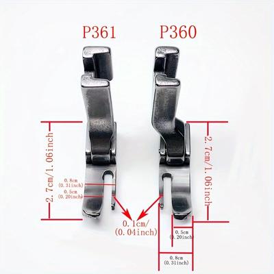 P360 Односторонняя лапка с молнией P361 Лапка для узкой строчки для плоскошовной швейной машины 3 см Лапка с узкой левой и широкой правой лапкой