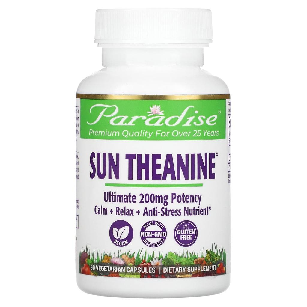 Paradise Herbs Sun Theanine, 200 Mg, 90 Veggie Capsules