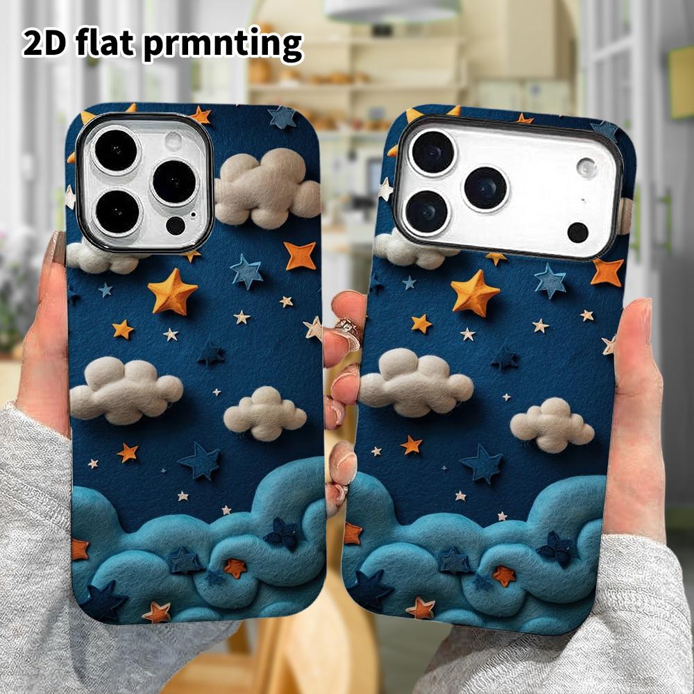 Phone Case: 2D flat, fits iPhone 18, 17, 16, 15, 14, 13, 12Pro protective case, felt starry sky, perfect Christmas and Halloween holiday gift