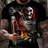 Мужская футболка с принтом ужасного черепа, 3D-принт, винтажный O-образный вырез, короткий рукав, модные футболки больших размеров, мужская летняя уличная одежда