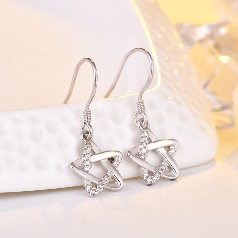 Серьги с кисточками и пятиугольной звездой из циркония для девушек, минималистичные персонализированные серьги, аксессуары