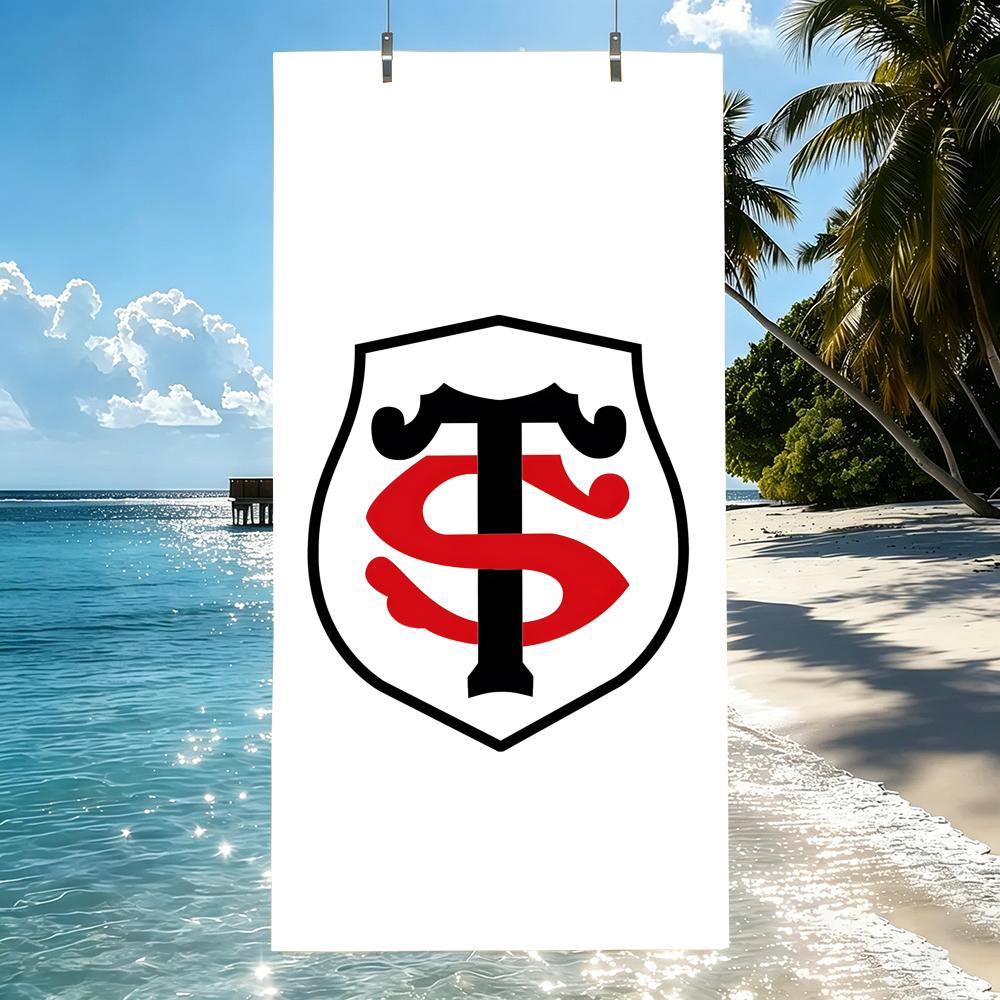 Полотенце S-Stade Toulousain, микрофибра, пляжное, быстросохнущее, не прилипает песок, ультратонкое волокно, супермягкое.