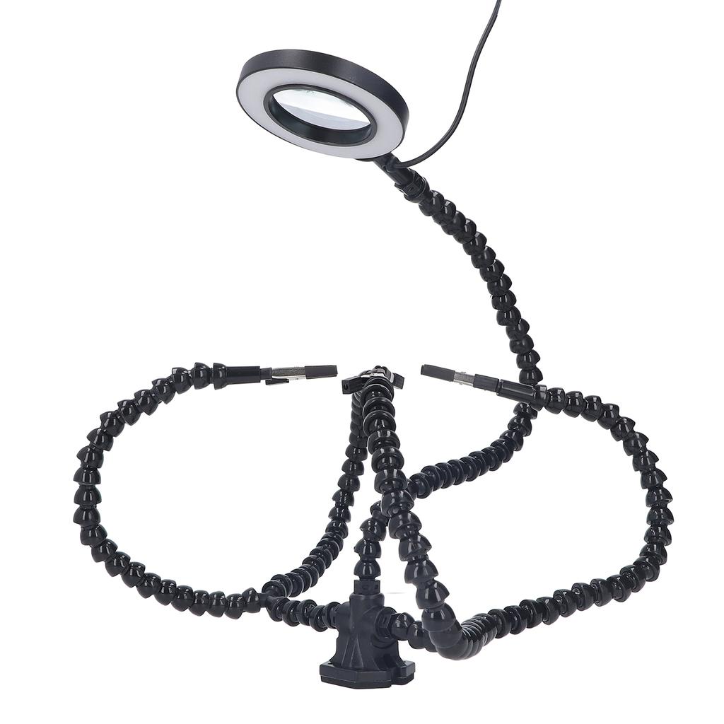 Рука помощи при пайке 5 челюстей 3X USB лупа ABS гибкие ручки свет паяльная станция черный