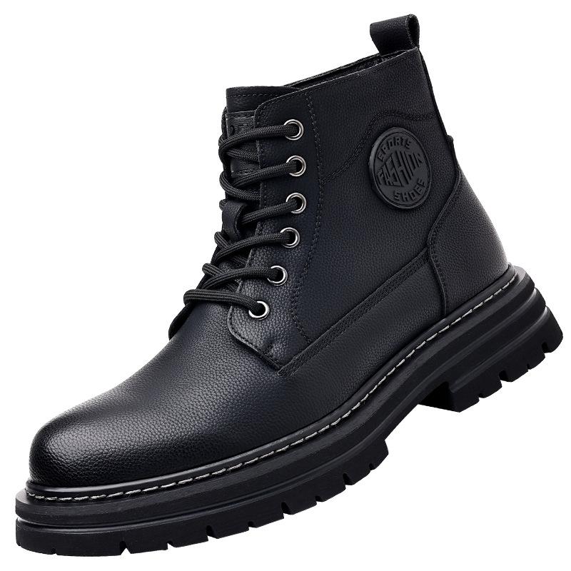 2025 New High-top Thick-soled Men's Boots British Style Trend Martin Boots Men's Warm and Velvet Tooling Boots