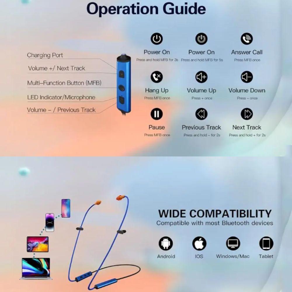 Беспроводные Bluetooth-наушники с шумоподавлением, наушники-вкладыши с защитой ушей, наушники на шейном ободке, наушники для работы, спортивные наушники