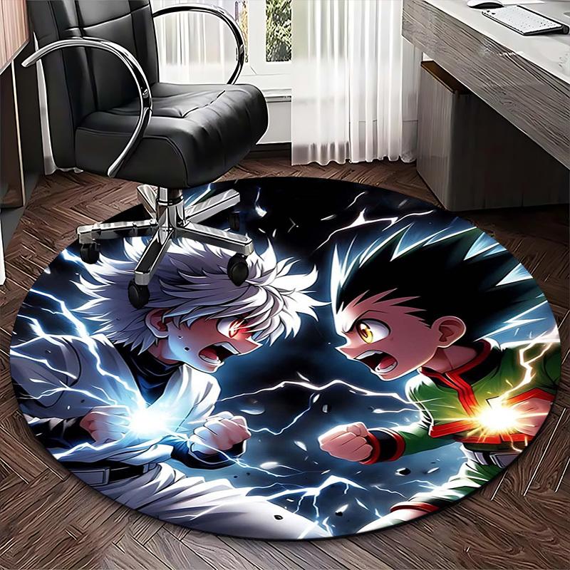 1 шт. Ковер круглый Hunter x Hunter Killua & Gon - Коврик для стула с дизайном из аниме-мультфильма, Нескользящий коврик для офиса, Домашний декор, Гостиной, Спальни, Игровой комнаты D