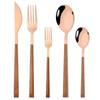 5Pcs Wood Handle Dinnerware Set Stainless Steel Tableware Steak Knife Fork Dessert Spoon Cutlery Western Kitchen Flatware