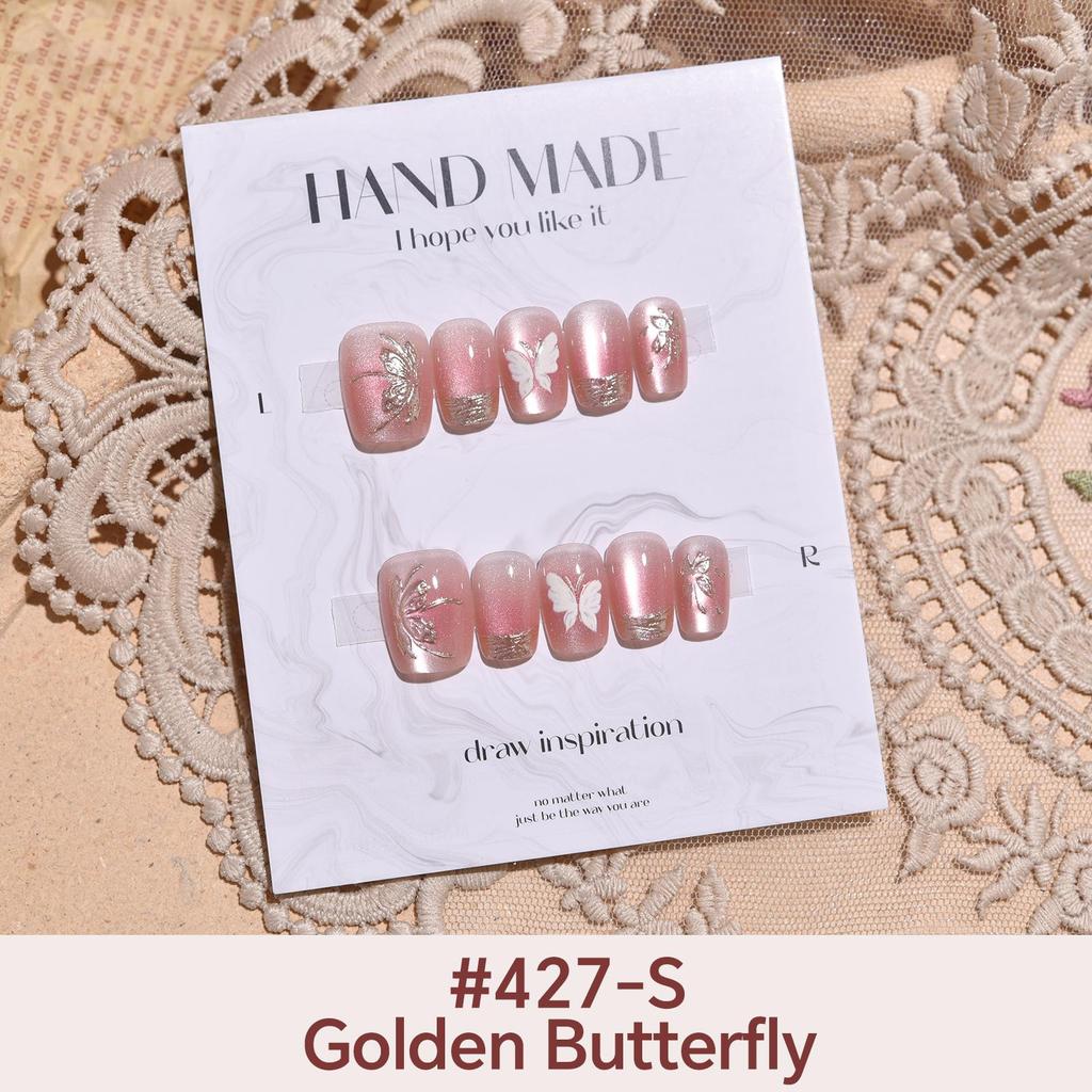 27Style Choice кошачий глаз накладные ногти короткие ручной работы накладные ногти с наклейками инструменты полное покрытие типсы с желеобразным клеем