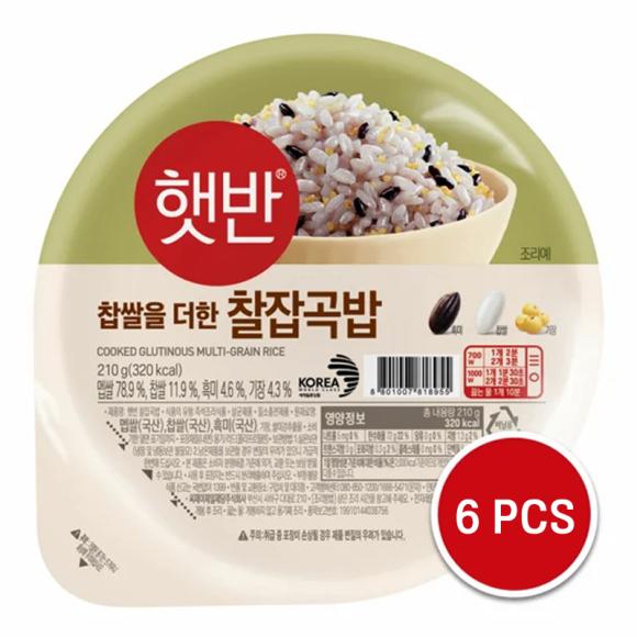CJ Рис быстрого приготовления, пригодный для микроволновки Hetban - Daily Sticky Glutinous Multigrain Rice 210 г (2 варианта)