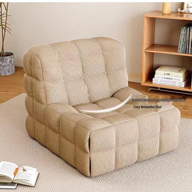 Nordic Corduroy Fluffy Lazy Chair: Modern Waffle Sofa for Bedrooms