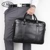 Jiameida Genuine Leather Men's 15-Inch Laptop Briefcase - Business Black Handbag