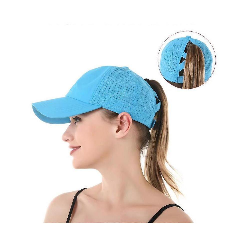 Outdoor Sports Ponytail Baseball Caps Breathable Mesh, Ladies Cross Ponytail Baseball Caps 2pcs light gray + dark gray