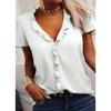 Women's Spring and Summer Solid Colour Ruffle Blouse Top Short Sleeve Shirt