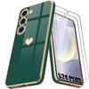 Protective Case - PROSHOP - for Samsung Galaxy S24 Plus - with 2 Tempered Glasses - Heart Pattern - Night Green