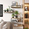 Kitchen and Bedroom Wall Mounted Floating Shelves with Metal Frame, Wooden Bathroom Rack with Storage Basket, Towel Rod