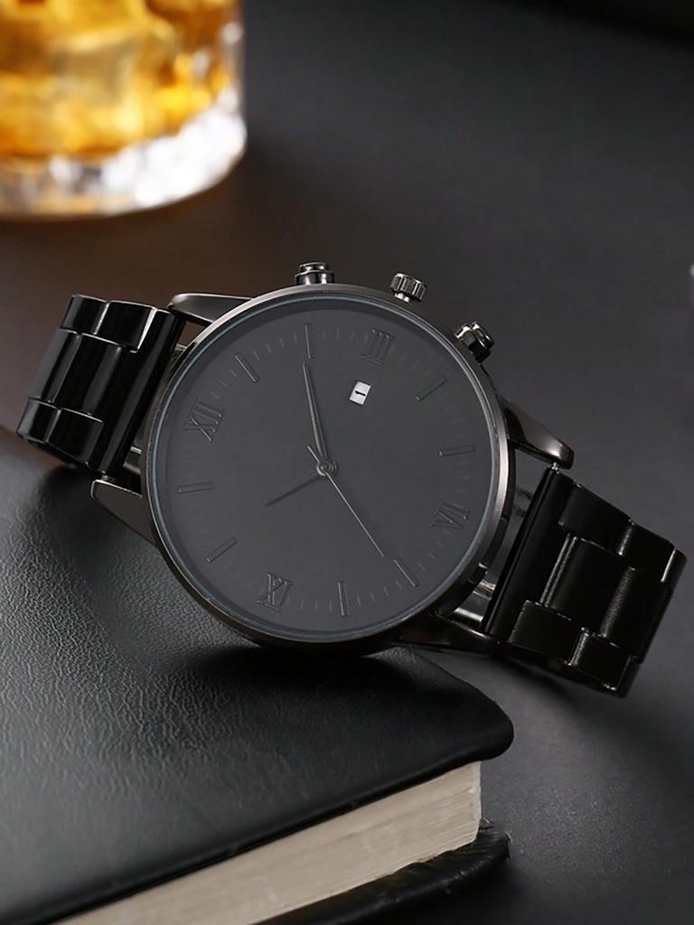 1pc-Men's Simple Fashion Analog Round Calendar Quartz Watch, Gift for Him, Stylish Timepiece for Daily Wear