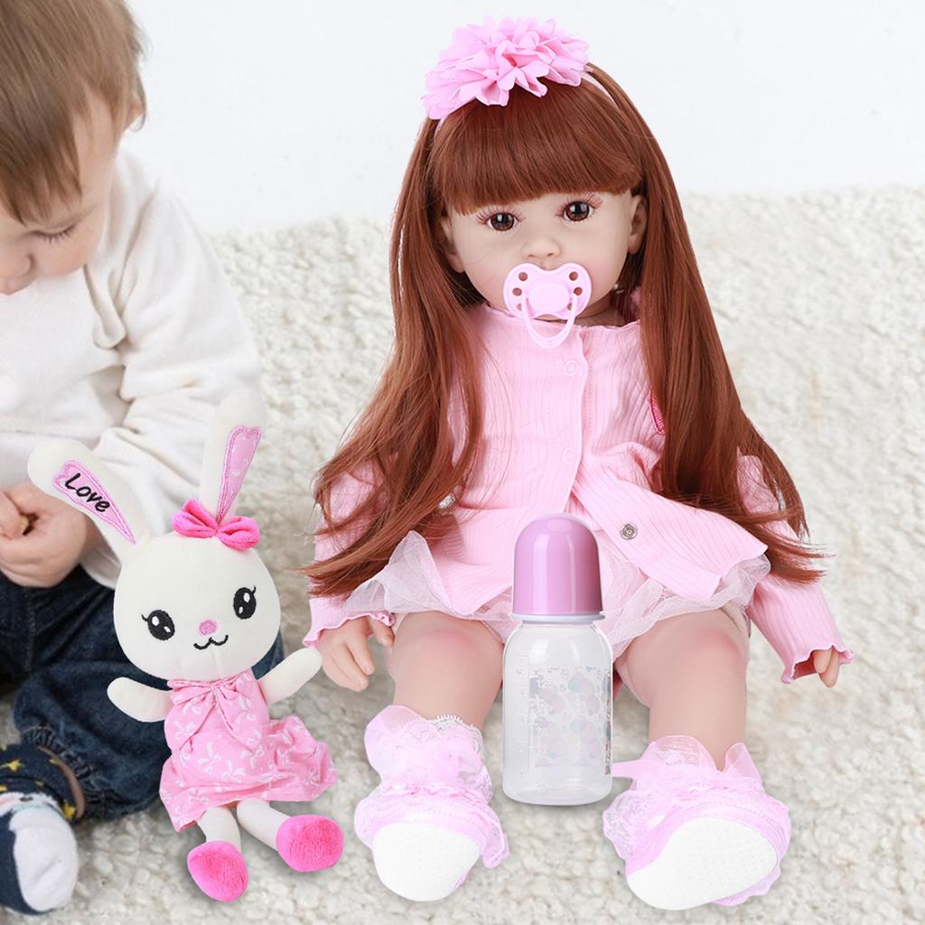 Reborn Toddler Silicone Baby Girl Doll Vivid Creativity Present Beautiful Baby Toy 60cmBrown Eyes