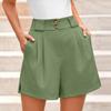 Women's Fashion Summer Solid Color High Waist Side Slit Pocket Casual Shorts
