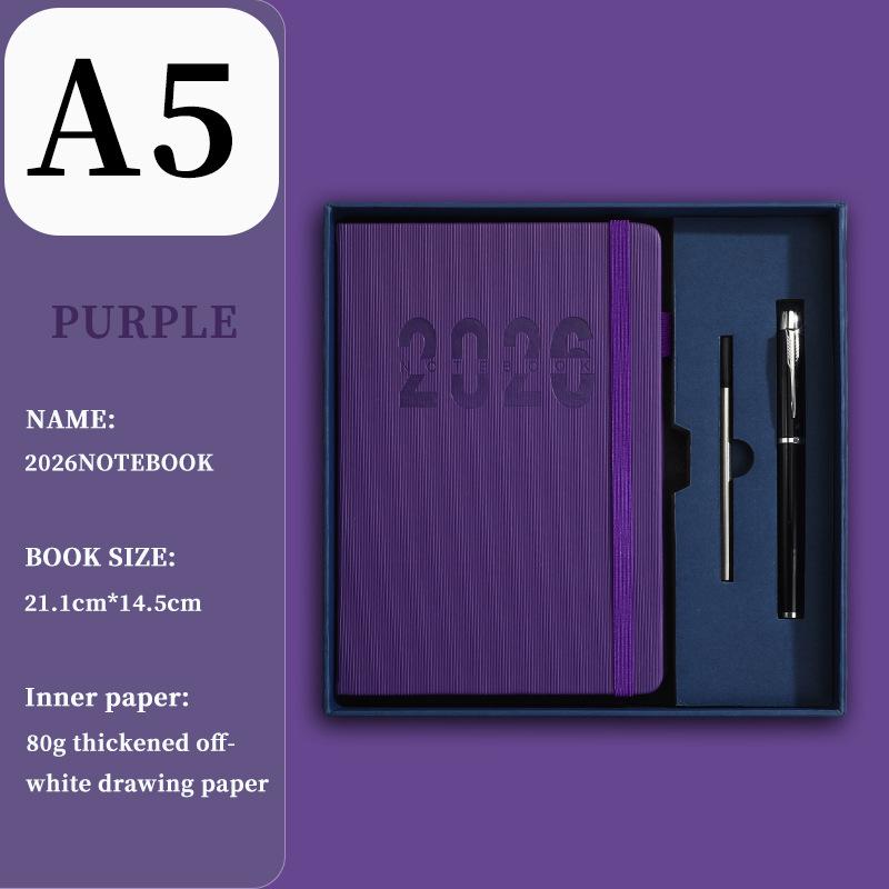 Ежедневник на английском языке на 2026 год с резинкой: Годовой календарь, Еженедельник, 365-дневный блокнот для эффективности