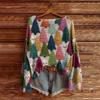 Women's Christmas Print Lightweight Sweater Casual Long Sleeve Knitted Pullover