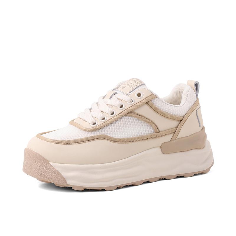 Модные зеленые сетчатые дышащие спортивные повседневные модные универсальные туфли на платформе для женщин в корейском стиле, кроссовки с вставками, весна-осень