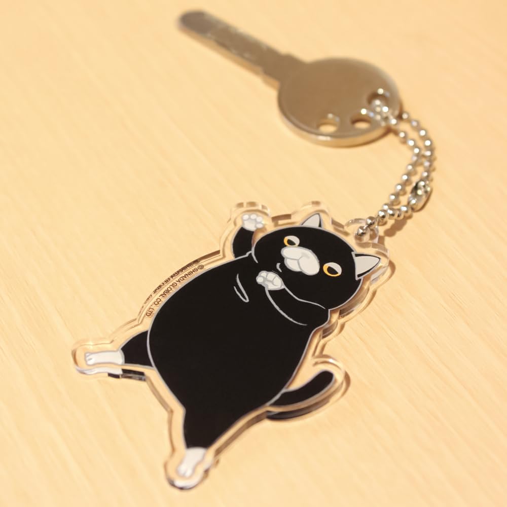 Shinada Global Mochineko Acrylic Keychain Pinched - - Black/White MNAK-0068T