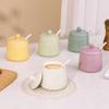 Porcelain Condiment Jar Container with Lid Spoon Ceramic Sugar Bowls Seasoning Box Salt Jars Tea Caddy for Kitchen Countertop