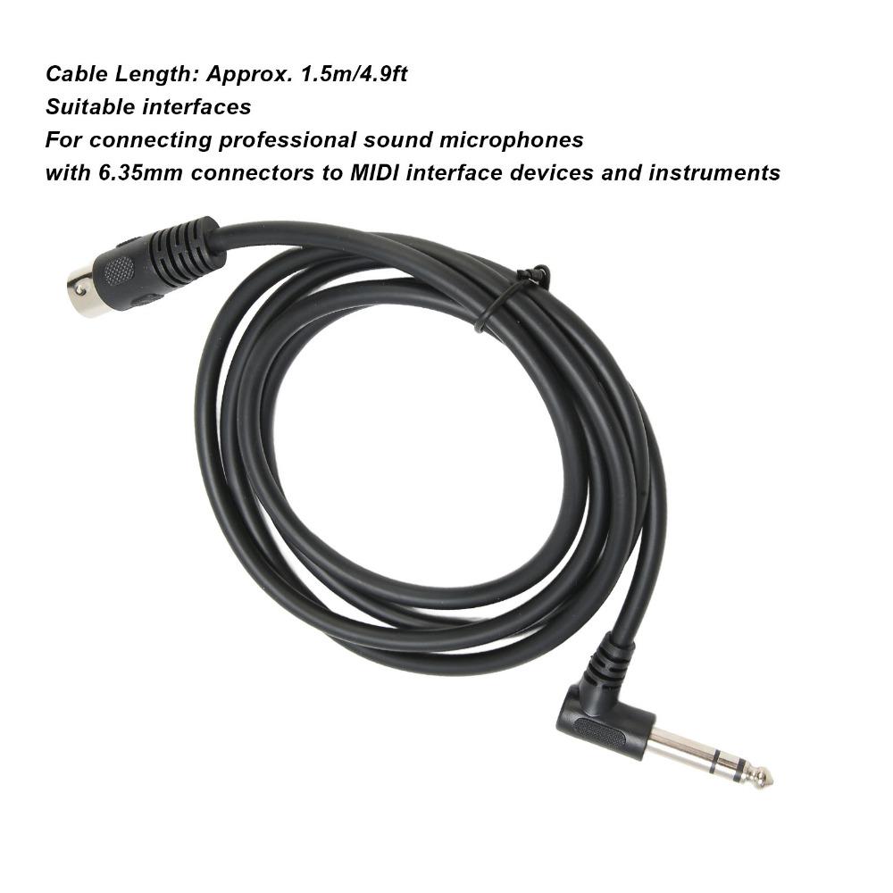 1.5m/4.9ft 6.35mm Male To MIDI Din 5Pin Male Sound Connection Cable Audio Equipment