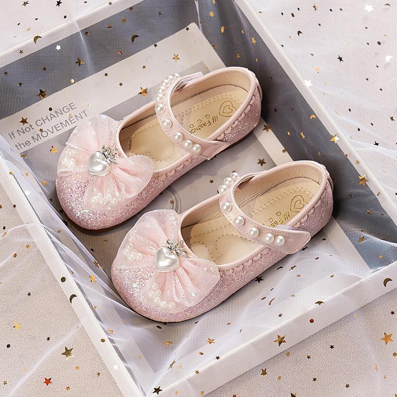 2024 Принцесса Мэри Джейн для вечеринок, свадебных шоу, блестящие любовные короны, банты, жемчуга, элегантные кожаные туфли для девочек, детские, универсальные, простые