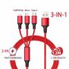 3-в-1 Кабель для быстрой зарядки для , , USB-C, Micro USB, 1,2 м Многопортовый USB-зарядный шнур для телефонов, планшетов и устройств