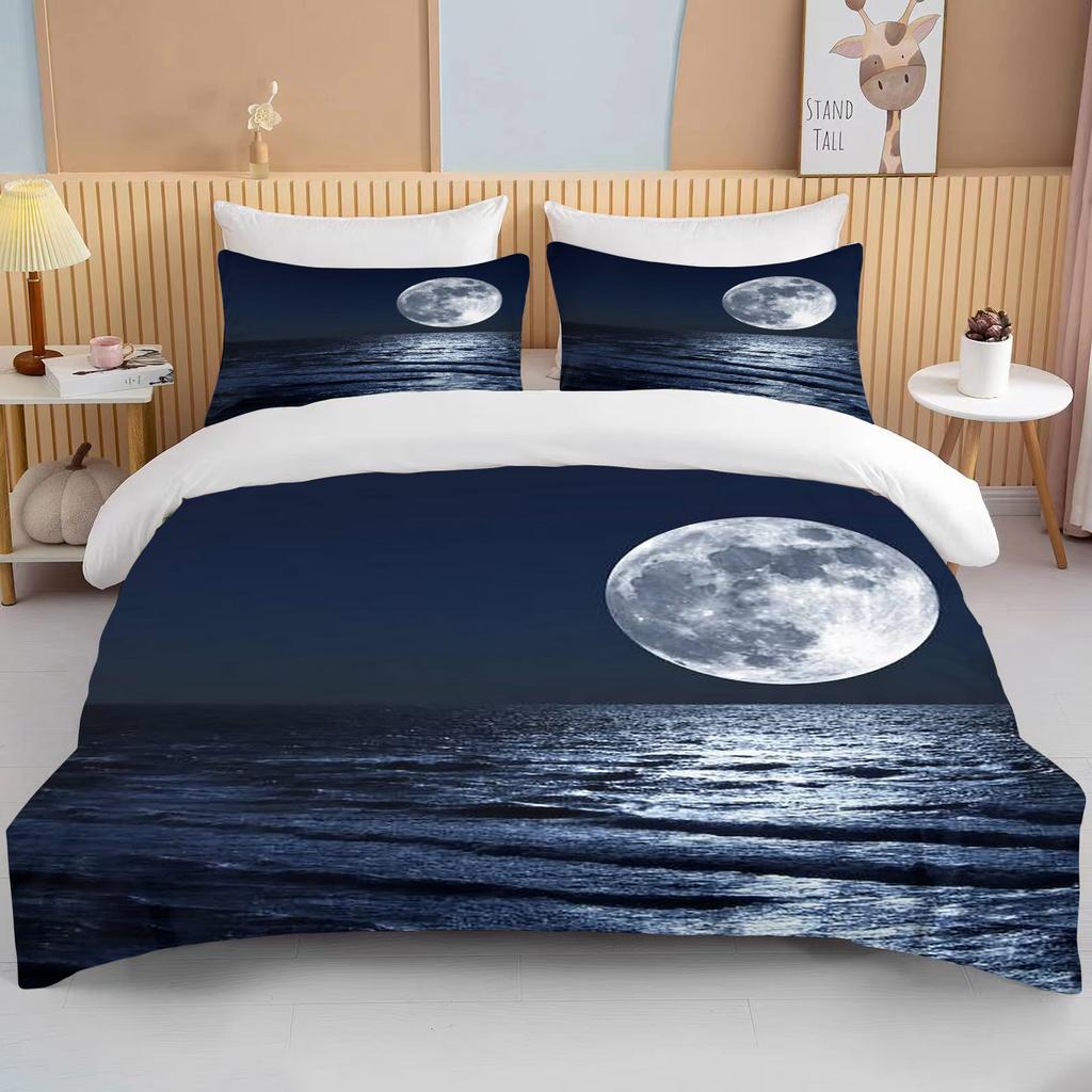 Комплект постельного белья «Луна» с ночным видом, комплект пододеяльников с наволочкой, постельное белье King Queen, полный двойной одинарный размер, Роскошное постельное белье, декор