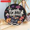 2d Flat 20*20cm, Home Decoration, "Happy Halloween" Circular Wooden Creative Decorative Logo, for Home, Cafe, Kitchen, Bar, Office Wall Decor.