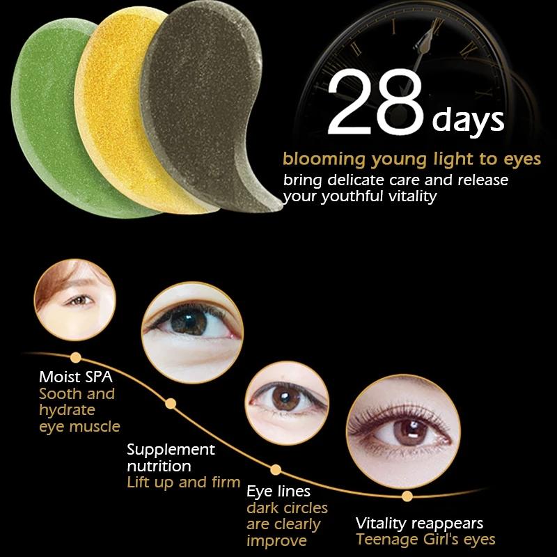 Черная жемчужина Золотые маски для глаз 60 шт. Гидрогелевые патчи для глаз Восстанавливающая средство для удаления морщин Темный круг Антивозрастная увлажняющая маска для глаз