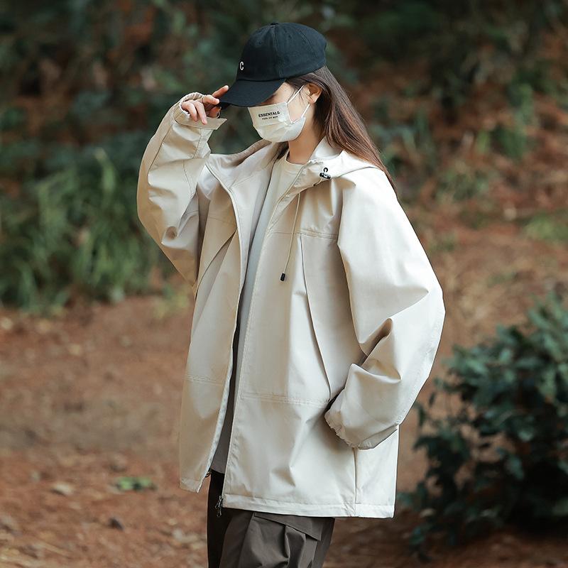 Spring and Autumn Outdoor Mountain Couple Jacket American Tooling Hooded Windproof Jacket Men's and Women's