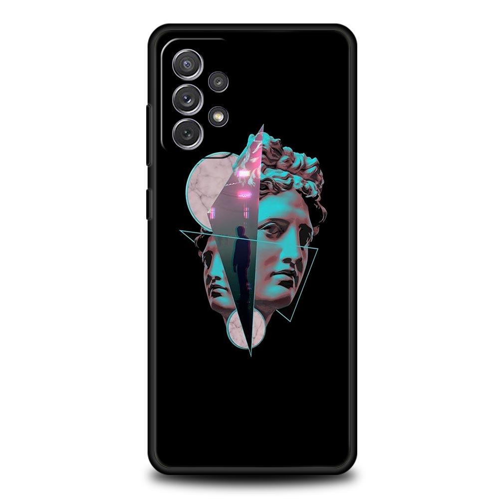 Мультяшная статуэтка Абстрактное искусство Чехол для телефона для Samsung Galaxy A55 A35 A15 A14 A13 A25 A54 A51 A71 A72 A73 A32 A52 A41 Мягкий ТПУ корпус