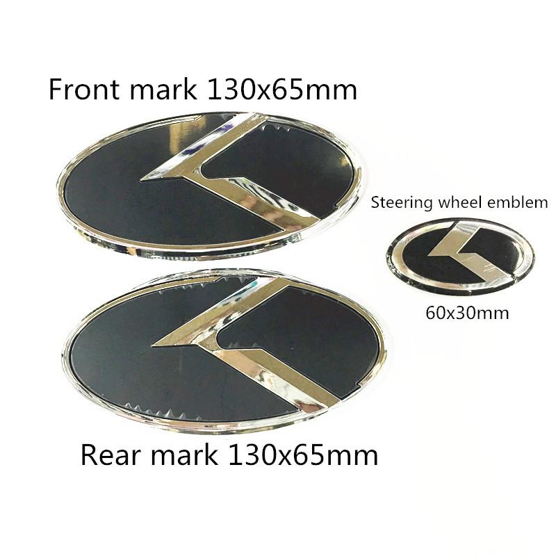 3D Наклейки Эмблемы K Логотип Решетка Радиатора Передняя+Задняя+На руль Колпачки Для KIA K5 2011-2013 Optima Forte 2009-2014