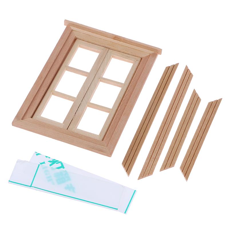 1Set 1:12 Dollhouse Miniature Unpainted Window Frame 6 Panes Of Window Furniture Model Decor Toy Doll House Accessories