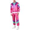 Женский спортивный костюм в стиле 80-х Color Block Сатиновый С воротником-стойкой С длинным рукавом На молнии Спортивный комплект