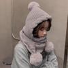 Neck Warmer Women Hooded Scarf Ear Protection Neckerchief Fashion Knitted Hat Scarf Set Outdoor