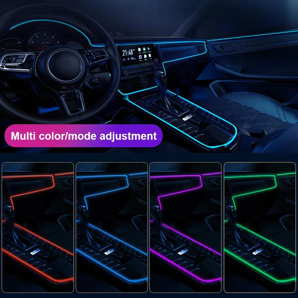 5 in 1 6 in 1 Car Atmosphere Lamp RGB Rainbow 213 Color LED Acrylic Strip Fiber Optic Symphony Interior Decoration Ambient Light