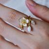 Elegant French Style Gentle Sweet Floral Adjustable Open Ring For Women With Unique Sophistication